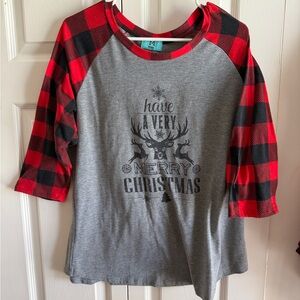 Plaid Red and Gray Christmas Kids Shirt